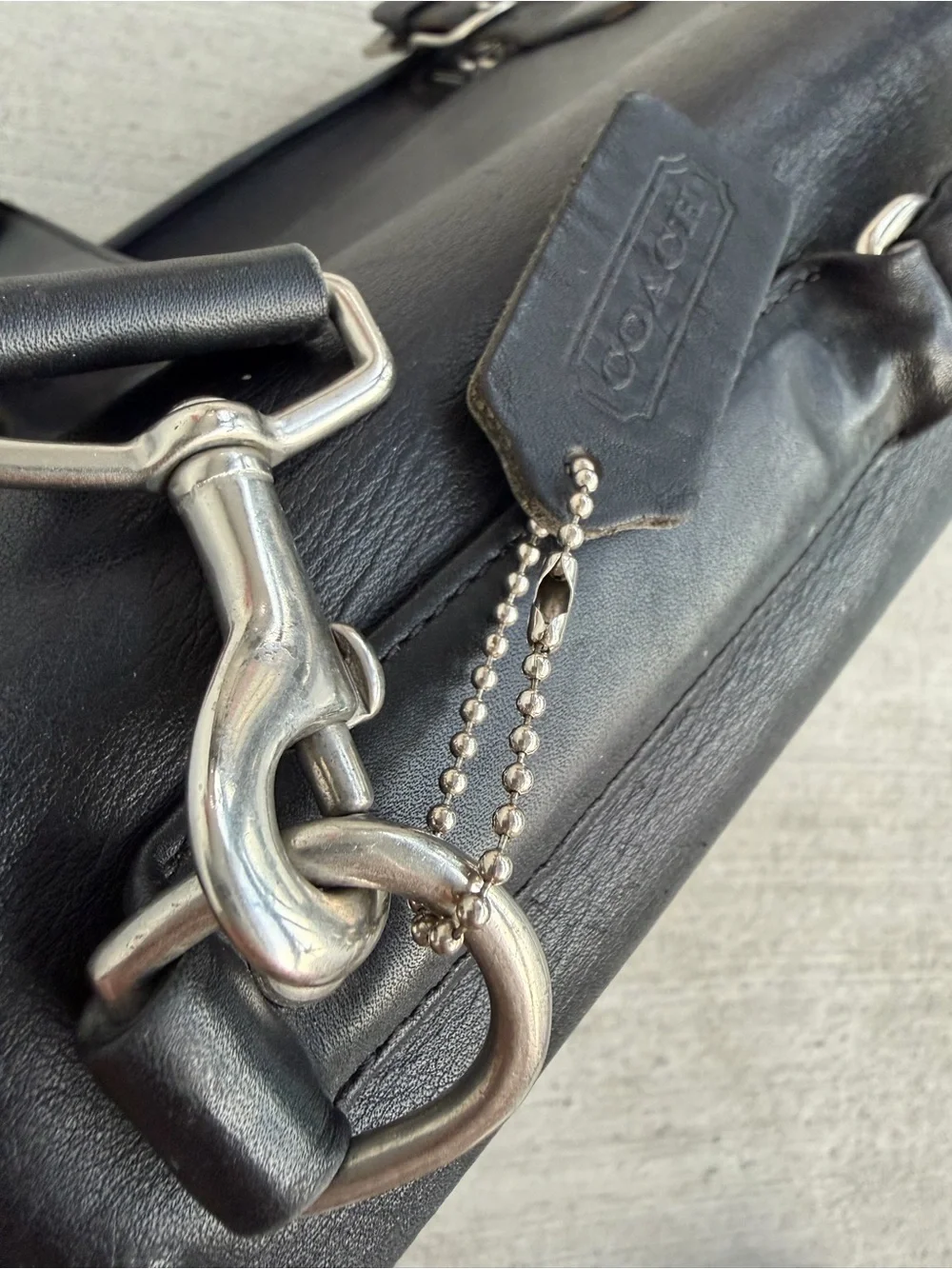 Vintage Coach L0S-5310 Black Leather Briefcase Messenger Laptop BagShoulderStrap
